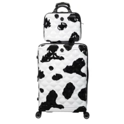 IT Luggage Indulging - 4pc Set (Moo Cow Print) -IT Luggage Store 33198 UK16 3039A08 16 3039A15Moocowblack whiterepeatprintSSFrontpanel25in