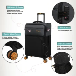 Duo-Tone - Medium (Pewter & Black) -IT Luggage Store Duo Tone Med Black Infographic