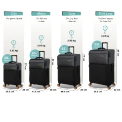 Duo-Tone - Extra Large (Pewter & Black) -IT Luggage Store Duo Tone Set Black dims weights 717aa7d7 5ea7 4ee2 a1ce f3b8217f09ef