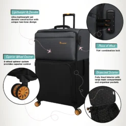 Duo-Tone - Extra Large (Pewter & Black) -IT Luggage Store Duo Tone XLarge Black Infographic