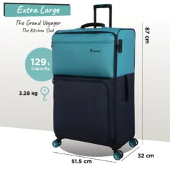 Duo-Tone - Extra Large (Capri Breeze / Dress Blues) -IT Luggage Store Duo Tone XLarge Capri dims weights