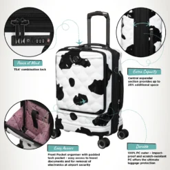 IT Luggage Indulging II - Cabin With Pocket (Moo Cow Print) -IT Luggage Store Indulging Moo Cabin Pocket Infographic