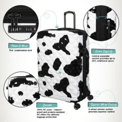 IT Luggage Indulging - Medium Plus (Moo Cow Print) -IT Luggage Store Indulging Moo Large Infographic