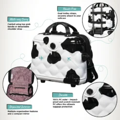 IT Luggage Indulging - 4pc Set (Moo Cow Print) -IT Luggage Store Indulging Moo Vanity Infographic 1fdedeca c01b 465f 8a8a 9dd81f0c7fb5