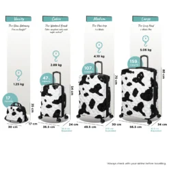 IT Luggage Indulging - 4pc Set (Moo Cow Print) -IT Luggage Store Indulging Moo set dims weights d090c1aa 3a53 495a b76b fcaaf108c911