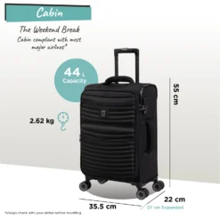 IT Luggage Precursor - Cabin (Black) 17 IT Luggage Precursor - Cabin (Black) -IT Luggage Store Precursor Cabin black dims weights