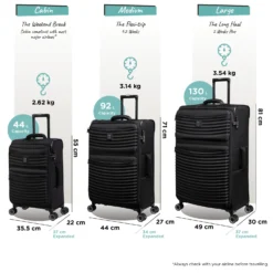 IT Luggage Precursor - Medium Plus (Black) -IT Luggage Store Precursor set black dims weights 8805351a c748 4195 b0b9 d2fa177ddca8