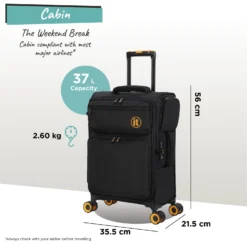 Simultaneous - Cabin (Black) -IT Luggage Store Simultaneous Cabin Blk dims weights
