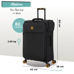 Simultaneous - Medium (Black) -IT Luggage Store Simultaneous Med Blk dims weights