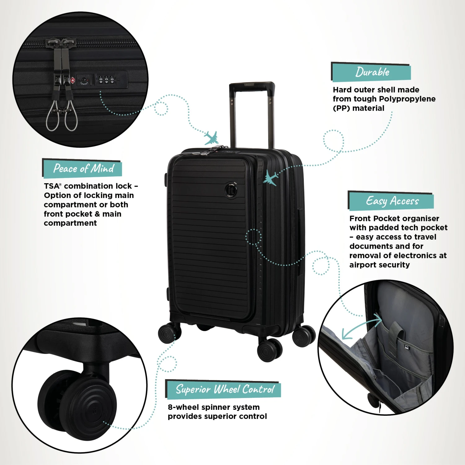 IT Luggage Spontaneous II - Cabin With Pocket (Black) 3 IT Luggage Spontaneous II - Cabin With Pocket (Black) - Image 3