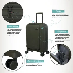 IT Luggage Spontaneous II - Cabin With Pocket (Olive Night) -IT Luggage Store Spontaneous Cabin Pocket Olive Infographic e26eda02 c815 4cbd 8a23 cd14e14a1923