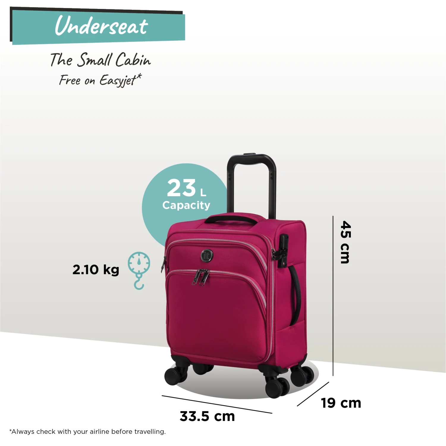 IT Luggage Trinary - Underseat (Viva Magenta) 2 IT Luggage Trinary - Underseat (Viva Magenta) - Image 2