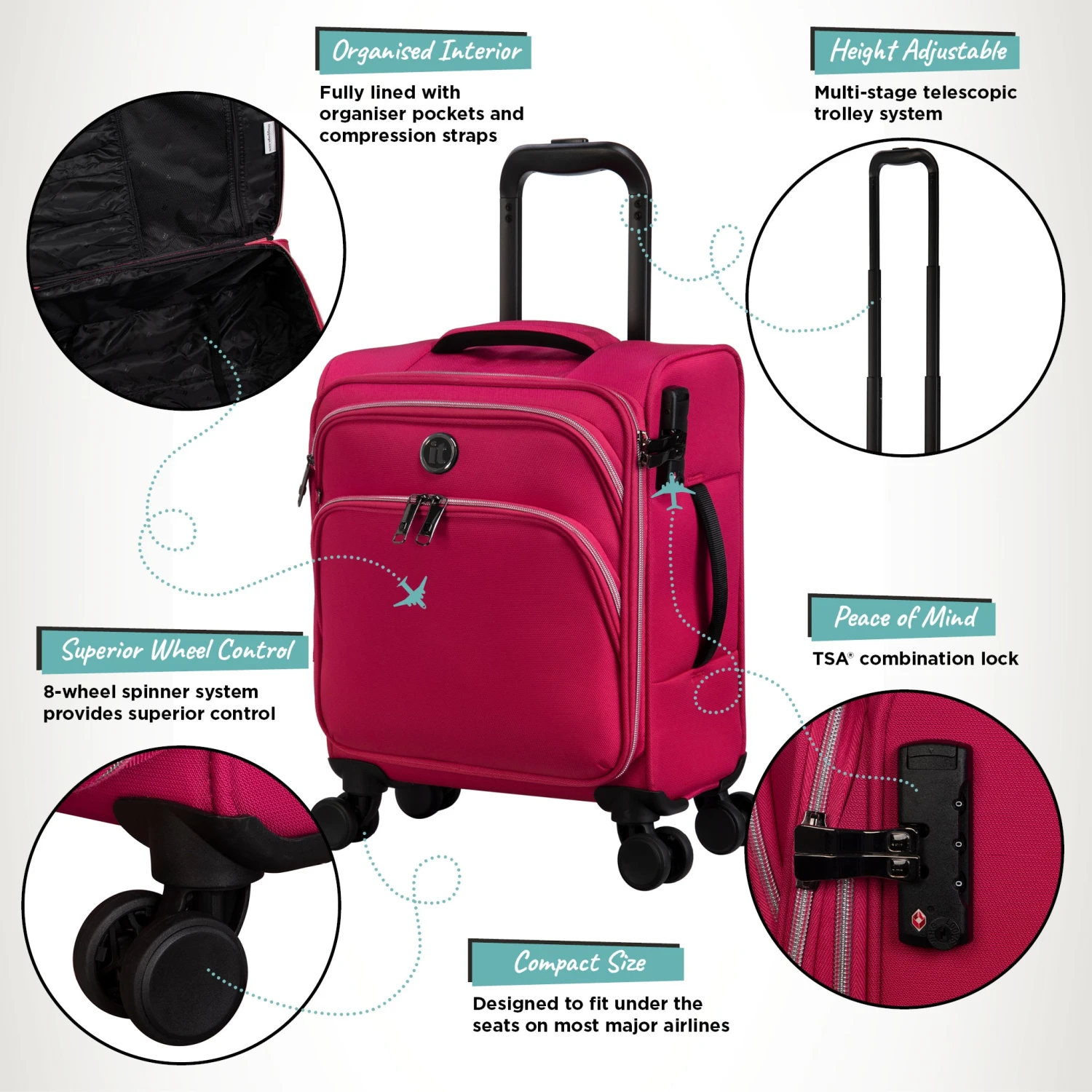 IT Luggage Trinary - Underseat (Viva Magenta) 3 IT Luggage Trinary - Underseat (Viva Magenta) - Image 3